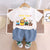 Boy's White Animals Print T-Shirt & Shorts Set