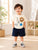 Plum & Pop Kids Boys Cotton Animals & Plants Printed T-Shirt & Shorts Set - Cream