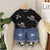 Boys Cotton Half Sleeves Tee & Shorts Set Pack of 2  - Black Balenciaga & Blue Street Teddy
