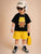 Plum & Pop Kids Boys Cotton Cap Bear Printed T-Shirt & Shorts Set - Black
