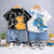 Boys Cotton Half Sleeves Tee & Shorts Set Pack of 2  - Urban Black & Super Dino