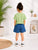 Plum & Pop Kids Girls Cotton Cat Printed T-Shirt & Shorts Set - Green