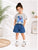 Plum & Pop Kids Girls Cotton Cat Printed T-Shirt & Shorts Set - Grey