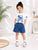 Plum & Pop Kids Girls Cotton Cat Printed T-Shirt & Shorts Set - White