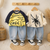 Boy's Cotton Dino & Spider Printed Sweatshirt With Jeans Set - Yellow & Cream