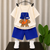 Plum & Pop Kids Boys Cotton Cap Bear Printed T-Shirt & Shorts Set - Navy