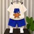 Plum & Pop Kids Boys Cotton Cap Bear Printed T-Shirt & Shorts Set - Navy