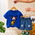 Plum & Pop Kids Boys Cotton Blue Dog Face Printed T-Shirt & Shorts Set - Blue