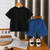 Plum & Pop Kids Boys Cotton Giraffe Printed T-Shirt & Shorts Set - Black