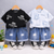 Boys Cotton Half Sleeves Tee & Shorts Set Pack of 2  - Black Balenciaga & Blue Street Teddy