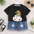Boy's Black Dino Egg Print T-Shirt & Shorts Set