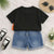 Boy's Black Dino Egg Print T-Shirt & Shorts Set