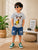 Plum & Pop Kids Boys Cotton Grey Dog Face Printed T-Shirt & Shorts Set - Grey