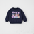 Girl's Cotton K-Pop Printed Sweatshirt With Jeans Set - Navy