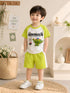 Plum & Pop Kids Boys Cotton Dinosaur Printed T-Shirt & Shorts Set - Green