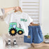 Boy's White Tractor Print T-Shirt & Shorts Set
