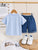 Plum & Pop Kids Girls Cotton Blue Cat Printed T-Shirt & Shorts Set - Blue