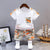 Boys Cotton Half Sleeves Tee & Shorts Set Pack Of 2  - Red Teddy & Orange Letter print