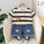 Boy's Lion Stripes Print T-Shirt & Shorts Set