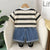 Boy's Lion Stripes Print T-Shirt & Shorts Set