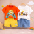 Boys Cotton Half Sleeves Tee & Shorts Set Pack of 2  - Orange Yellow & Happy Animal