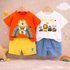 Boys Cotton Half Sleeves Tee & Shorts Set Pack of 2  - Orange Yellow & Happy Animal