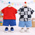 Boys Cotton Half Sleeves Tee & Shorts Set Pack Of 2  - Red & Black