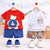Boys Cotton Half Sleeves Tee & Shorts Set Pack Of 2  - Orange Pocket & Bag Bear