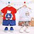 Boys Cotton Half Sleeves Tee & Shorts Set Pack Of 2  - Orange Pocket & Bag Bear