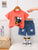 Plum & Pop Kids Unisex Cotton Cool Yeah Printed T-Shirt & Shorts Set - Red