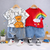 Boys Cotton Half Sleeves Tee & Shorts Set Pack of 2  - Red Rainbow & White Urban