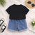 Boy's Cotton Animal Print T-Shirt & Shorts Set - Black