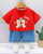 Red jump kid Tshirts & Shorts