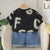 Boy's Cotton Text Print T-Shirt & Shorts Set - Black