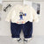 Boys Cotton Fleece Full Sleeves Animal Printed Sweatshirt With Joggers Set Pack of 2 - Red & Navy