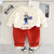 Boys Cotton Fleece Full Sleeves Animal Printed Sweatshirt With Joggers Set Pack of 2 - Red & Navy