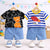 Boys Cotton Half Sleeves Tee & Shorts Set Pack of 2  - Black Urban & Space Denim