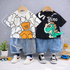 Boys Cotton Half Sleeves Tee & Shorts Set Pack of 2  - White Urban & Black Super Dino