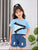 Plum & Pop Kids Girls Cotton Zipper Printed T-Shirt & Shorts Set - Blue