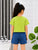Plum & Pop Kids Girls Cotton Zipper Printed T-Shirt & Shorts Set - Green