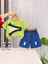 Plum & Pop Kids Girls Cotton Zipper Printed T-Shirt & Shorts Set - Green