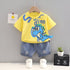 Boy's Yellow Dino Print T-Shirt & Denim Shorts Set