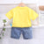 Boy's Yellow Dino Print T-Shirt & Denim Shorts Set