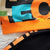 Boy's Light Winter Orange Text Print Sweatshirt & Pants Set