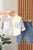 Boys Woven Stripes Printed Collared Neck Full Sleeves Shirt and Denim Pant Set - Cream