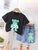 Boy's Black Graphic Print T-Shirt & Shorts Set