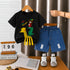 Plum & Pop Kids Boys Cotton Giraffe Printed T-Shirt & Shorts Set - Black